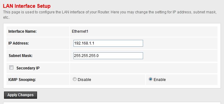A router's settings page with the default IP address and a new, more secure IP address displayed.