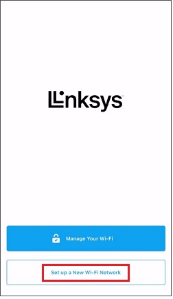 LInksys mobile App start page