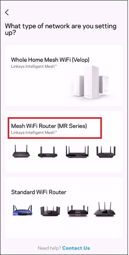chosse Mesh wifi routers from LInksys mobile app
