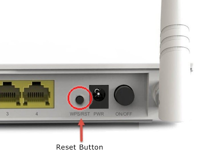 shows a router with reset button