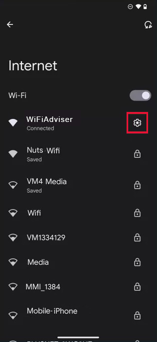 Accessing Network Details: Clicking on Wi-Fi Details