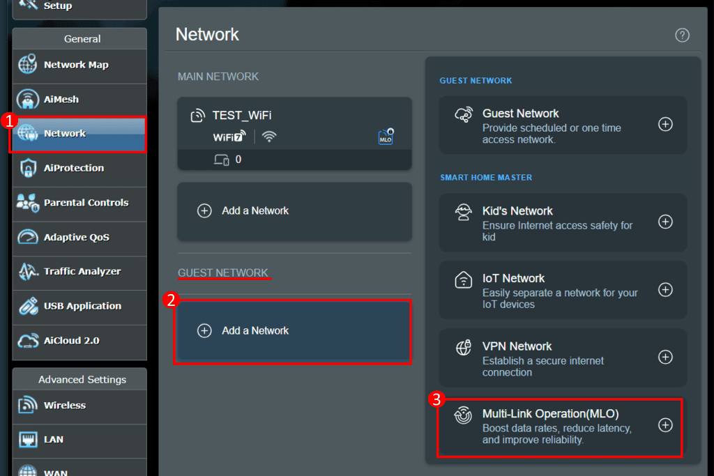 Shows how to enable MLO on separate Network